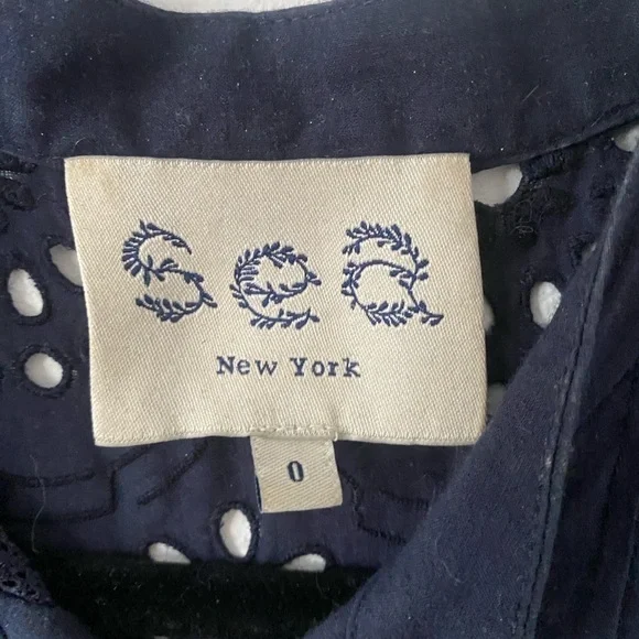 Sea New York Broderie Anglaise Eyelet Peplum Button Up Sleeveless Blouse - Picture 4 of 5